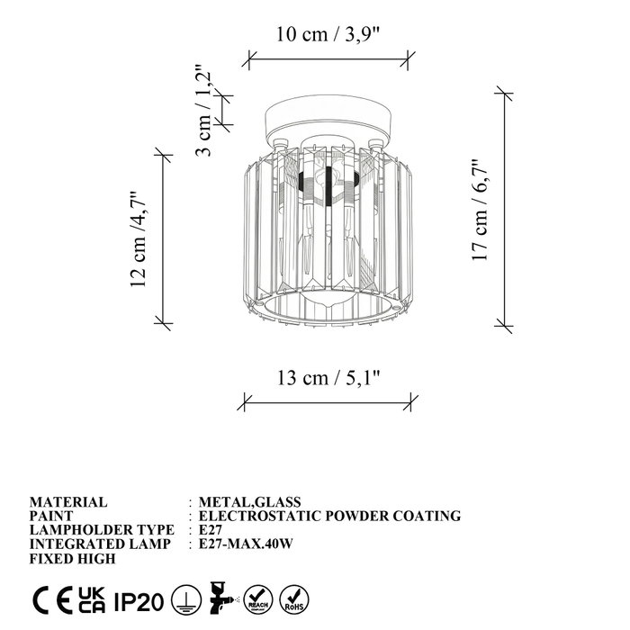 Opviq Lámpara de araña de metal en cromo